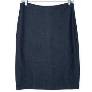 ST JOHN Charcoal Gray Wool Blend Hidden Side Zip Pencil Skirt Size 4